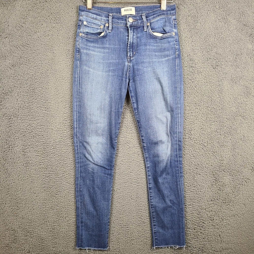 AGOLDE Sophie High Rise Skinny Jeans Medium Wash Raw Hem A018-3005 Size 25